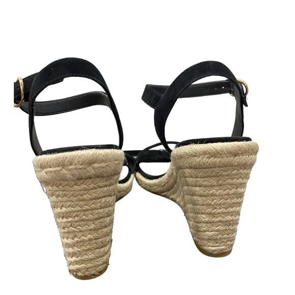 NEW Stuart Weitzman Teddi Espadrille Black Suede Wedge Heel Sandal - Picture 6 of 7
